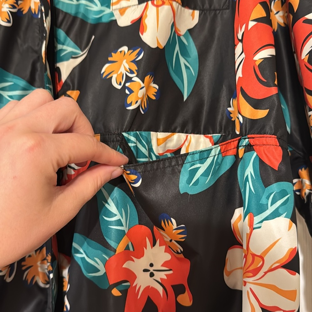 Zara Oversized Floral Hooded Raincoat Size Medium - Picture 8 of 10